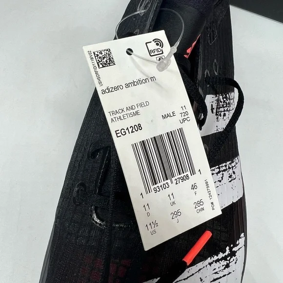 Adidas Adizero Ambition EG1208 Mens Black Spiked Track and Field Shoes Size 11.5 - Picture 7 of 7